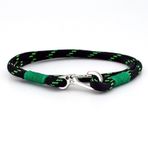 NEON YEŞİL SİYAH PARACORD METAL KANCA SARMA ERKEK BİLEKLİK M011D
