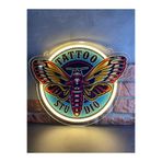 Neonite 'TATTOO STUDIO' Işıklı ve Uv'li Neon Led Dekoratif Duvar Yazısı Tabelası (40X33CM)