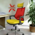 Neonx|felix Çalışma Koltuğu|ofis Koltuğu|yönetici Koltuğu|ergonomik - Kırmızı - Sarı