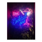 Neonyum COCKTAİL BAR VE OPEN YAZISI NEON LED NEON TABELA 70 X 50