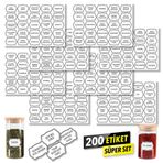 NeoPrint Beyaz Baharatlık Etiketi 200 Adet Kavanoz Sticker Seti - Suya Dayanıklı Erzak Bakliyat Saklama Kabı Mutfak Düzenleyici -Kendinden Yapışkanlı Suya Dayanıklı Sökülebilir Vinil Çıkartma (Beyaz)