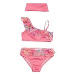 NEOPY 255204 Lane Tek Omuz Fırfır Detay Kız Çocuk Bikini PEMBE