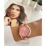 Neorney Analog Kol Saati Beyaz Taşlı Şık - Pembe - Rose Gold