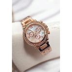 Neorney Zirkon Taşlı Şık Tasarımıyla Her Güne Uygun Yuvarlak Kadın Kol Saati - Rose Gold
