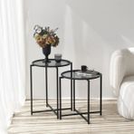 Neostill - Siyah Metal 2li Yan Sehpa S412F - Füme