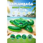 NeoThings Dev Kaplumbağa Şişme Deniz Yatağı | 150x127 cm Tutmaçlı Havuz ve Deniz Binicisi | Yazlık Plaj Havuz Eğlence Ürünü