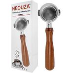 NEOUZA 51 mm Espresso Altsız Portafiltre Delonghi ECP31.21 ECP33.21 ECP35.31 ECOV311,304 için Paslanmaz Çelik, Gül Ağacı Sapı, Bardak Filtre Sepetiyle (2 Kulak Gül Ağacı)