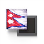 Nepal - Abstract Efektli Bayrak - Baskılı Kare Buzdolap Magneti