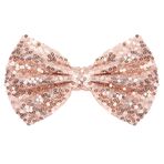 Neptniopllab Gül altın papyon erkekler için parlak pullu papyon köpüklü önceden bağlı papyon Glitter noel doğum günü partisi fantezi elbise, Pembe Altın, 1pc