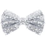 Neptniopllab Gümüş papyon erkekler için parlak pullu papyon köpüklü önceden bağlı papyon Glitter noel doğum günü partisi fantezi elbise, Gümüş, 1pc