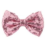 Neptniopllab Pembe papyon erkekler için parlak pullu papyon köpüklü önceden bağlı papyon Glitter noel doğum günü partisi fantezi elbise, Pembe, 1pc