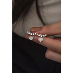 Nereze 925 Ayar Beş Taşlı Sallantılı Kalp Kadın Gümüş Küpe