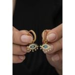 Nereze 925 Ayar Gold Renk Sallantılı Göz Küpe Kadın Gümüş Küpe