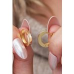 Nereze 925 Ayar Gümüş Gold Kaplama 15 mm Köşeli Halka Küpe