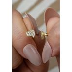 Nereze 925 Ayar Gümüş Gold Kaplama Minimal Kalp Küpe