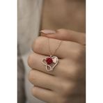 Nereze 925 Ayar Gümüş Kalp Sonsuzluk Model Kırmızı Gül Kolye - Rose