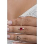 Nereze 925 Ayar Gümüş Kırmızı Taşlı Uçuşan Kalp Kolye - Rose Gold