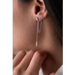 NEREZE 925 Ayar Gümüş Rodyum Kaplama 5 Mm Tektaş Sallantılı Zincir Sonsuzluk Model Küpe