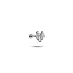 Nereze 925 Ayar Gümüş Rodyumlu Minimal Beş Baget Taşlı Tragus Piercing Küpe