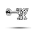 Nereze 925 Ayar Gümüş Rodyumlu Minimal Kelebek Tragus Piercing Küpe