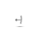 Nereze 925 Ayar Gümüş Rodyumlu Minimal Sıralı Beş Zirkon Taşlı Tragus Piercing Küpe