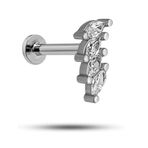 NEREZE 925 Ayar Gümüş Rodyumlu Minimal Sıralı Damla Zirkon Taşlı Tragus Piercing Küpe