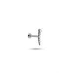 Nereze 925 Ayar Gümüş Rodyumlu Minimal Süzme Top Tragus Piercing Küpe
