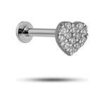 NEREZE 925 Ayar Gümüş Rodyumlu Minimal Zirkon Taşlı Kalp Tragus Piercing Küpe