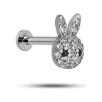 Nereze 925 Ayar Gümüş Rodyumlu Minimal Zirkon Taşlı Tavşan Tragus Piercing Küpe