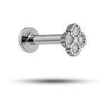 Nereze 925 Ayar Gümüş Rodyumlu Minimal Zirkon Taşlı Yonca Tragus Piercing Küpe