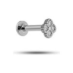 Nereze 925 Ayar Gümüş Rodyumlu Minimal Zirkon Taşlı Yonca Tragus Piercing