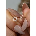 Nereze 925 Ayar Gümüş Rose Kaplama Minimal Altıgen Model Küpe