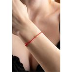 Nereze 925 Ayar Gümüş Rose Kırmızı İpli Ayarlanabilir Minik Yıldız Makrome Bileklik