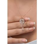 Nereze 925 Ayar Gümüş Rose Mix Taşlı Anahtar Kadın Kolye