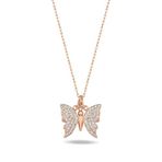 Nereze 925 Ayar Gümüş Rose Zirkon Taşlı Kelebek Kolye
