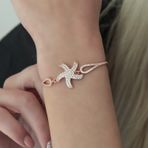 Nereze 925 Ayar Kelepçe Model Deniz Yıldızı Bileklik Kadın Gümüş Bileklik