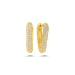 NEREZE Kadın Gold Zirkon Taşlı Üçgen Tasarım Küpe