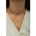Nereze NRZ99631 Gold Zirkon Damla Taşlı Sarmaşık 925 Ayar Gümüş Kolye