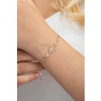 Nereze NRZ998508 925 Ayar Beyaz Taşlı Lotus Çiçeği Gümüş Bileklik
