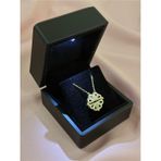 Nereze NRZ999309 925 Ayar Gümüş Işıklı Kutulu Mıknatıslı Açılır Kapanır Gold Yonca Kadın Kolye