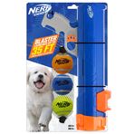 Nerf Dog 30 cm Blaster w/o Ball Clip 3 5 cm Squeak Tenis Topları - Opak Mavi/Turuncu/Gri ve Turuncu ve Mavi ve Yeşil