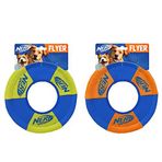 Nerf Dog Toss and Tug Ring Köpek Oyuncağı, Frizbi, Hafif, Dayanıklı ve Suya Dayanıklı, 22 cm Çap, Orta/Büyük Irklar İçin, İki Paket, Yeşil ve Turuncu