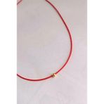 Nergis Collection Dorika Boncuklu Kırmızı Ip Kolye Choker - Altın - Kırmızı - Tek Ebat