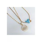 Nergis Collection Ranın Gözü Mavi Murano Kalp Kolye Seti