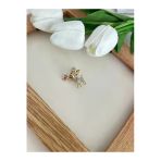 Nergis Collection Zirkon Taşlı Geyik Gold Renk Gül Detaylı Broş Yaka İğnesi