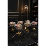 Nerissa Gold Ayaklı Cam Lotus Sunumluk 6’lı Set-Şekerlik Lokumluk Kahve Yanı İkramlık