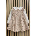 NerKids Kız Çocuk Çiçekli Elbise - 2 Yaş - Bej