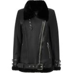 Nero Leather Fur Aviator Kadın Kürk Kaban - K507 - 001-Siyah