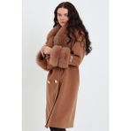 Nero Leather Fur Kamel Kadın Kaşe Kaban Yaka ve Manşet Kürk Mdl1 - XL