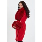 Nero Leather Fur Krmızı Kadın Kaşe Kaban Yaka ve Manşet Kürk Mdl1 - 3XL - 240-Kırmızı